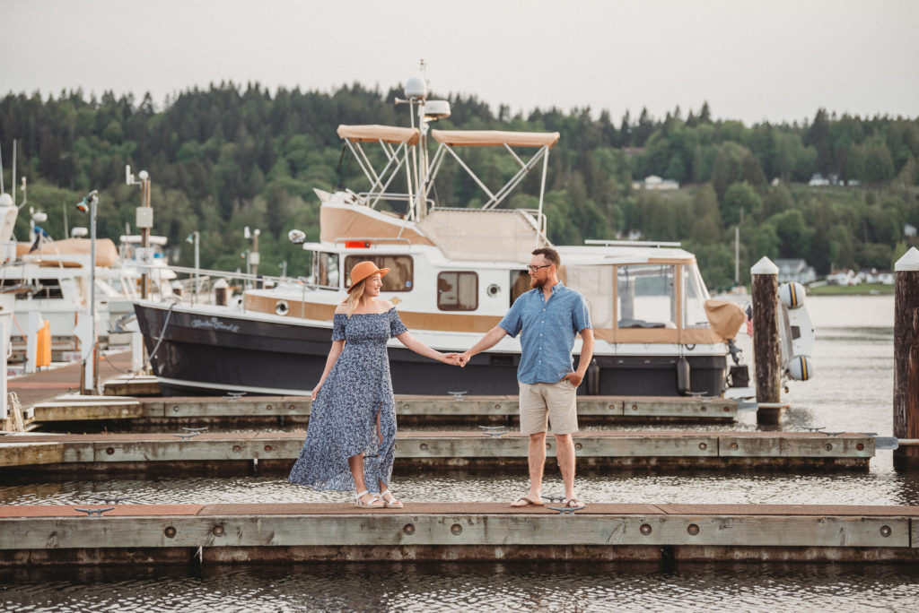 Dreamy Nautical Engagement Shoot, Poulsbo Marina, WA.