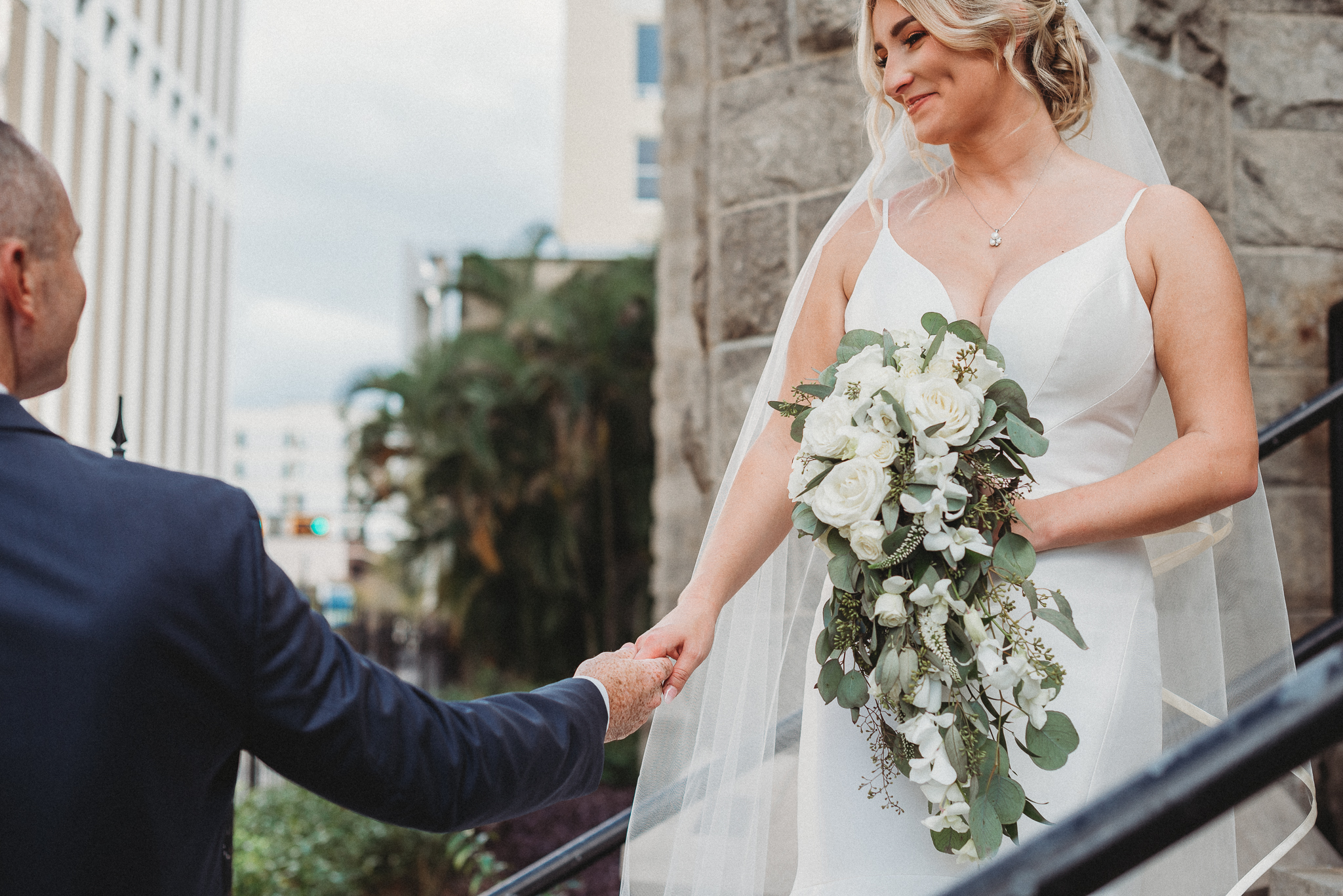 Bride and Groom Portrait Downtown Tampa, Caleo Designs