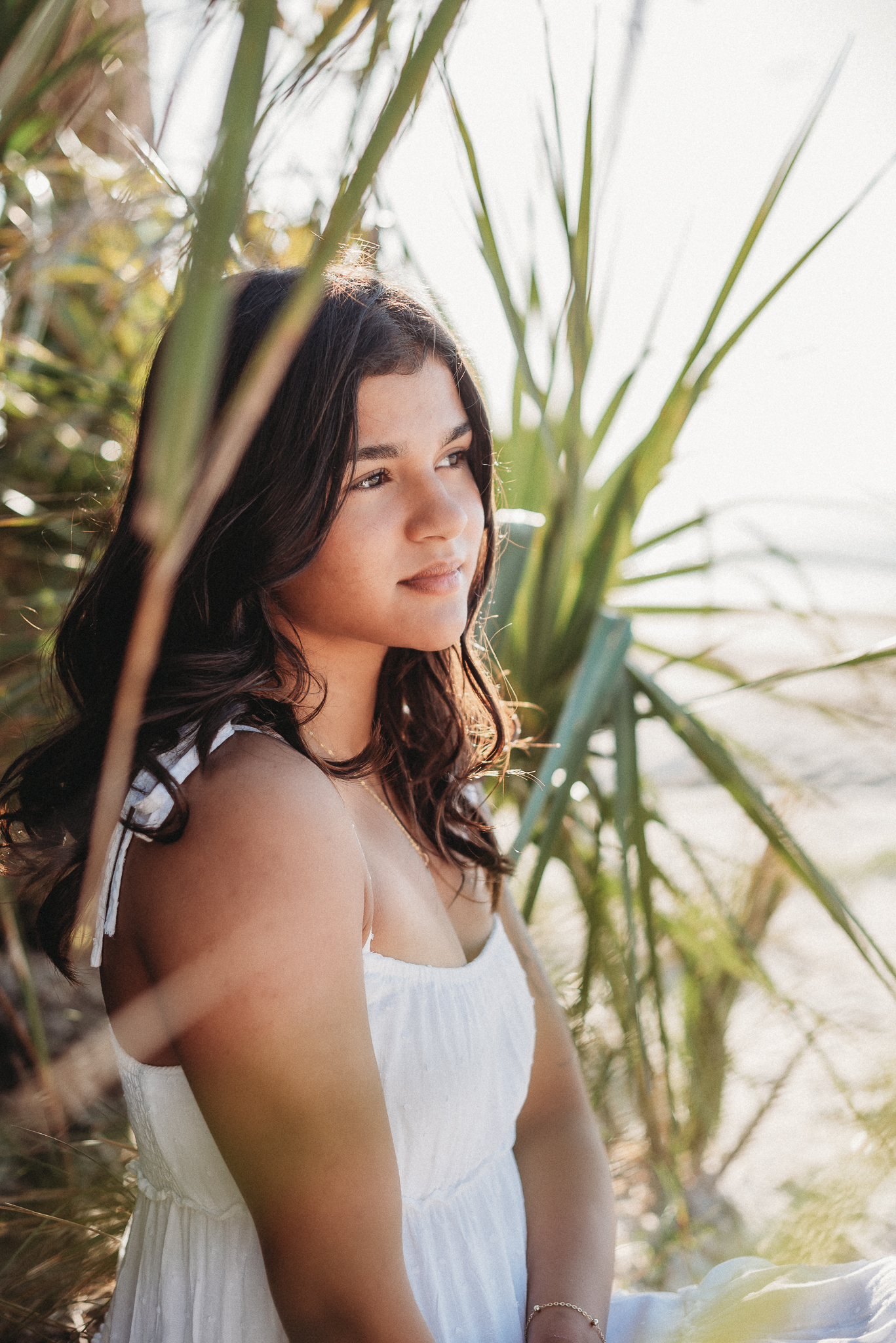 Senior girl beach photo session. Sunset Beach, Tarpon Springs, Florida.