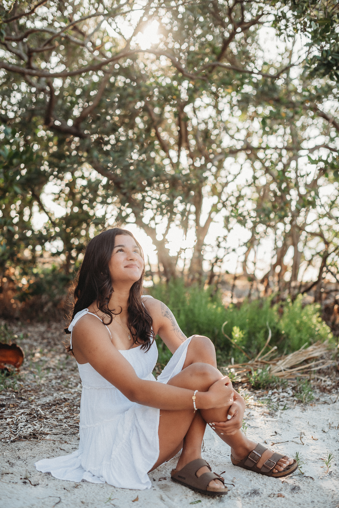 Senior girl beach photo session. Sunset Beach, Tarpon Springs, Florida.