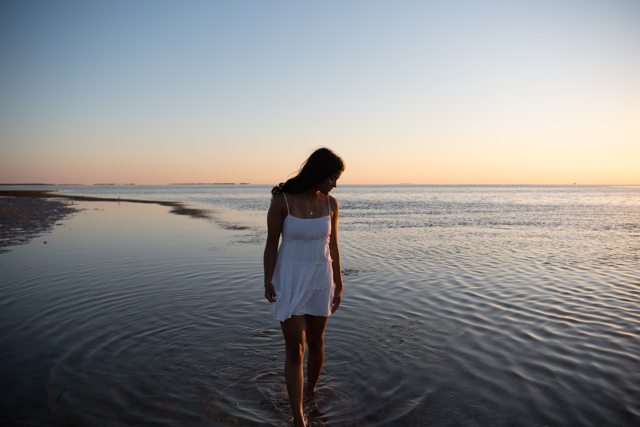 Senior girl beach photo session. Sunset Beach, Tarpon Springs, Florida.