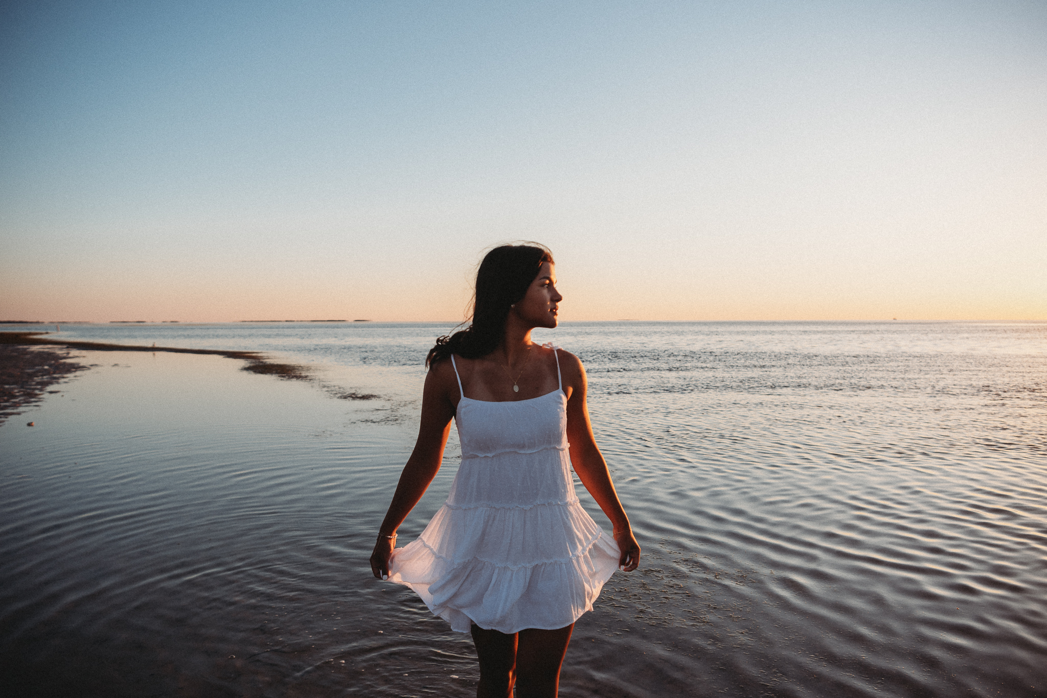Senior girl beach photo session. Sunset Beach, Tarpon Springs, Florida.