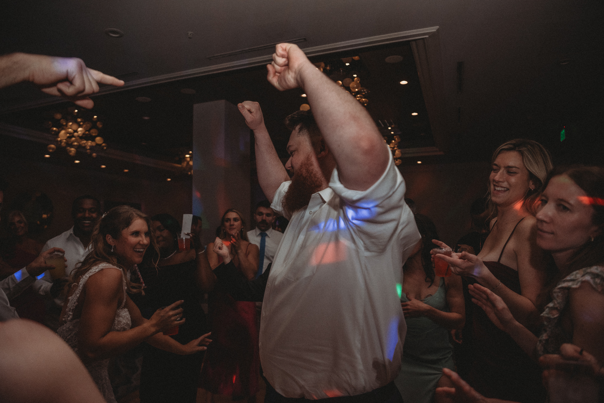 Joyful wedding reception celebration on Florida Gulf Coast