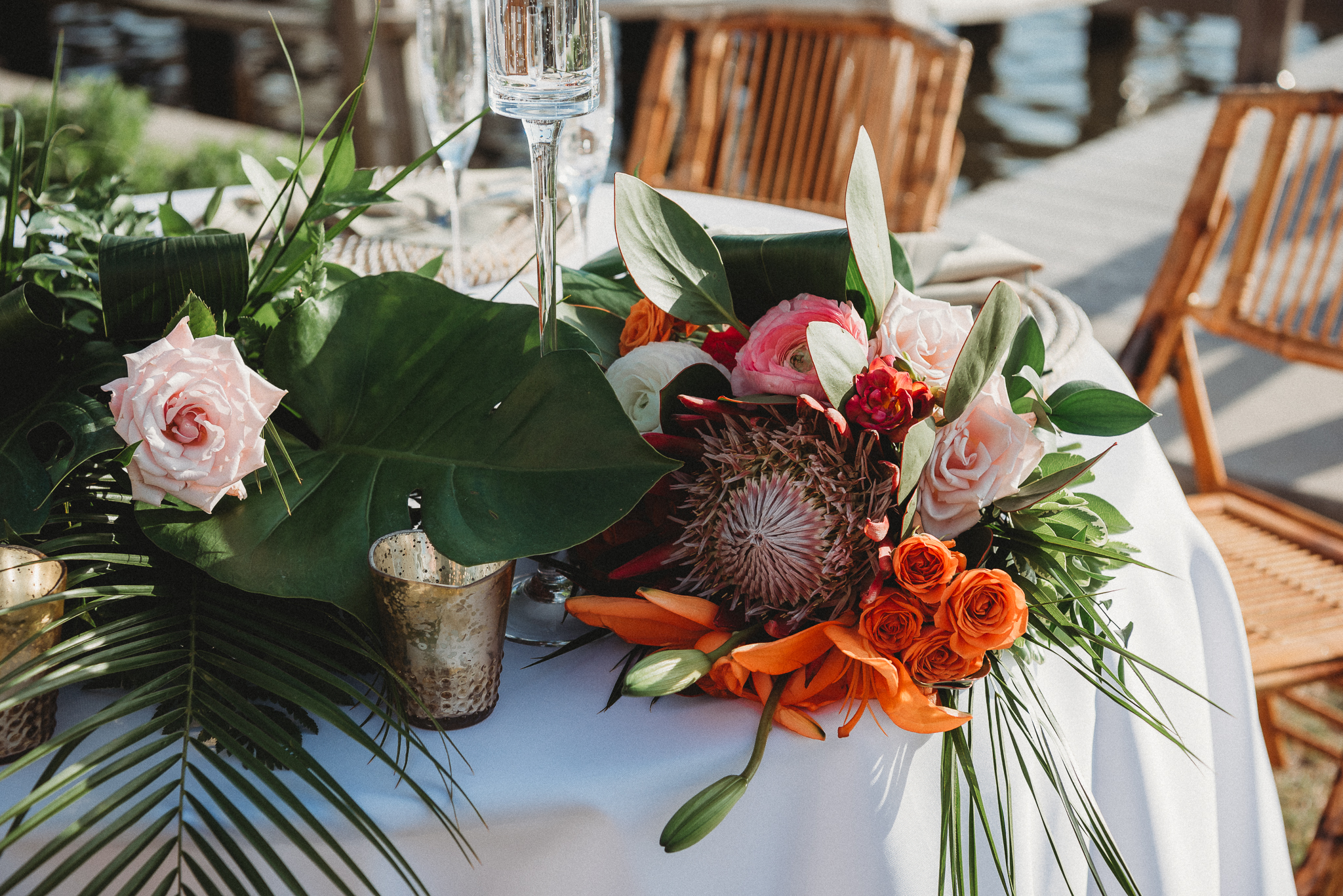Reception table décor with playful, colorful design in St. Petersburg, Florida