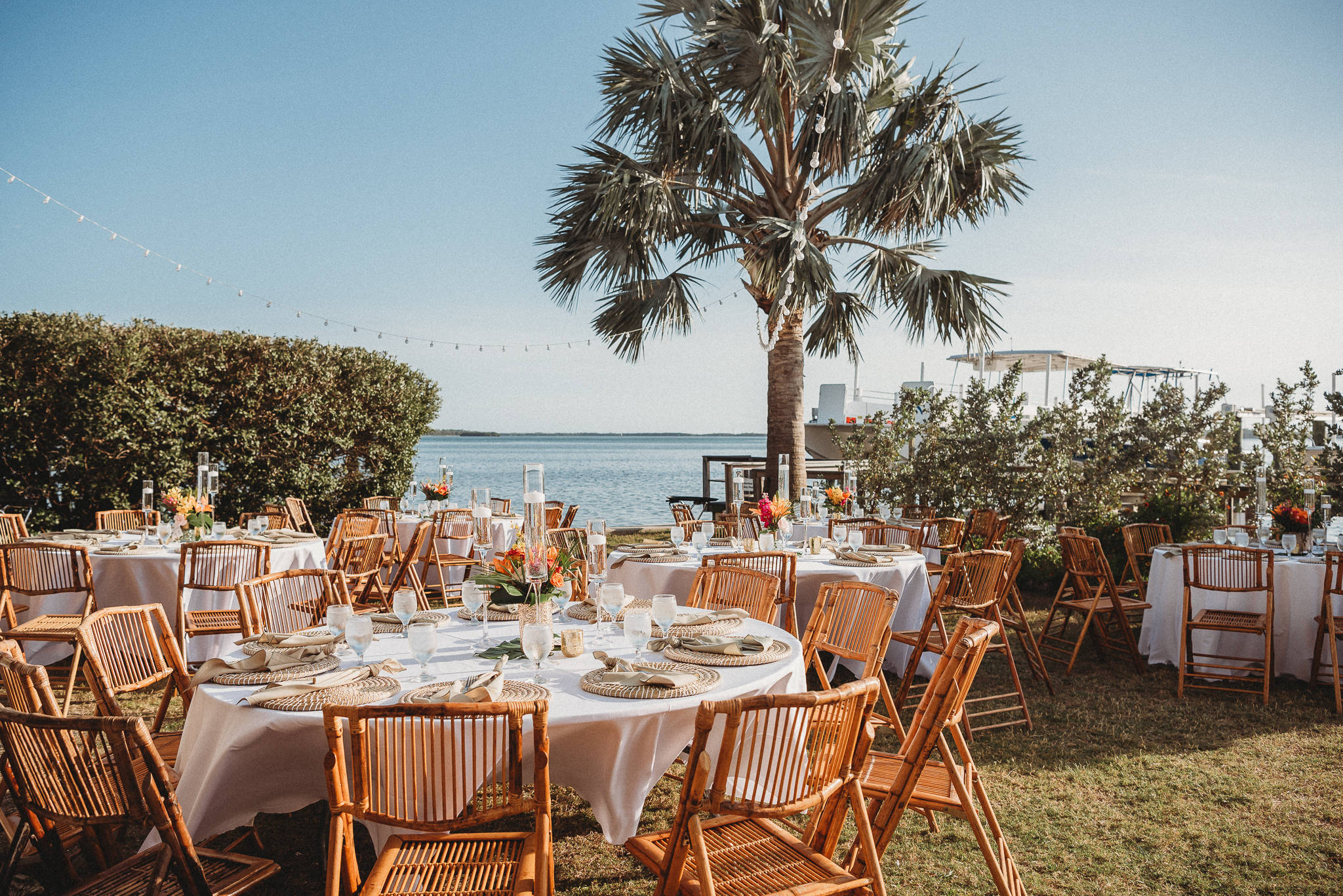 Reception table décor with playful, colorful design in St. Petersburg, Florida