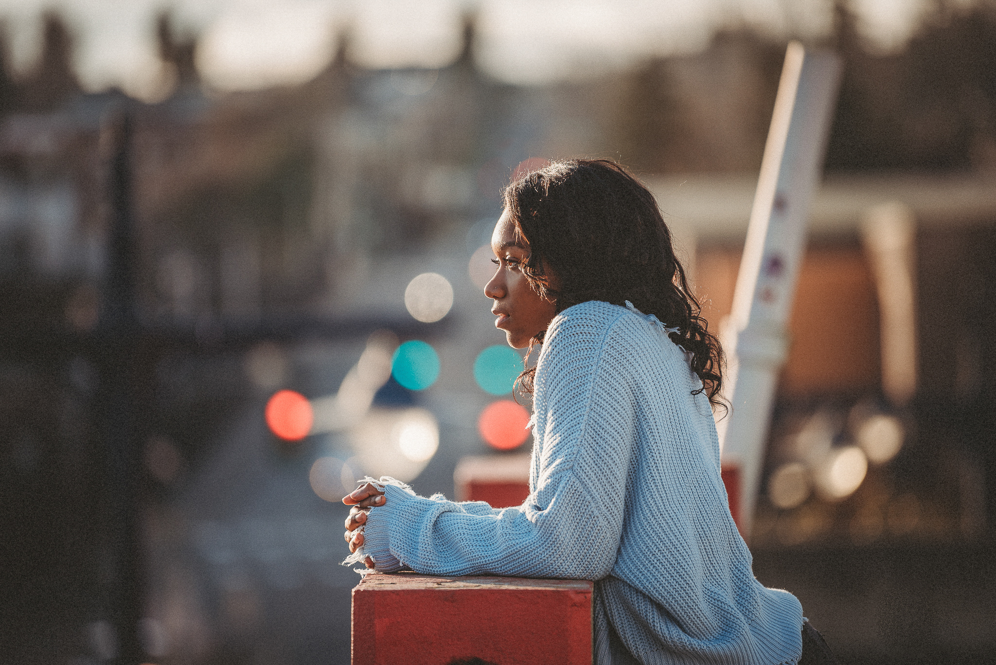 Cinematic senior city portraits with dreamy Florida sunset colors